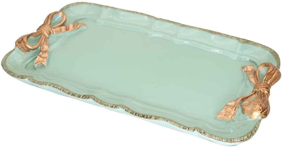 Jewelry Organizer, Decorative Tray for Jewelry, Towel, Storage, Rings, Bracelets, Earrings, Cosmetics, Retro Design, Bow Decor Resin Plate Coquette for Room Decor, White