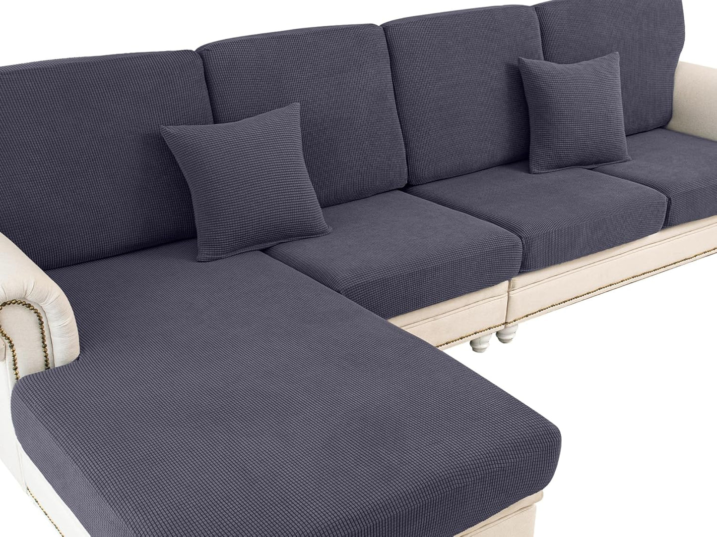 Couch Cushion Covers Seat Cushion Cover Stretch Couch Cover Separate Sectional Sofa Slipcovers Furniture Protector(3 Pieces for Seat or Sofa Backrest, Dark Grey)
