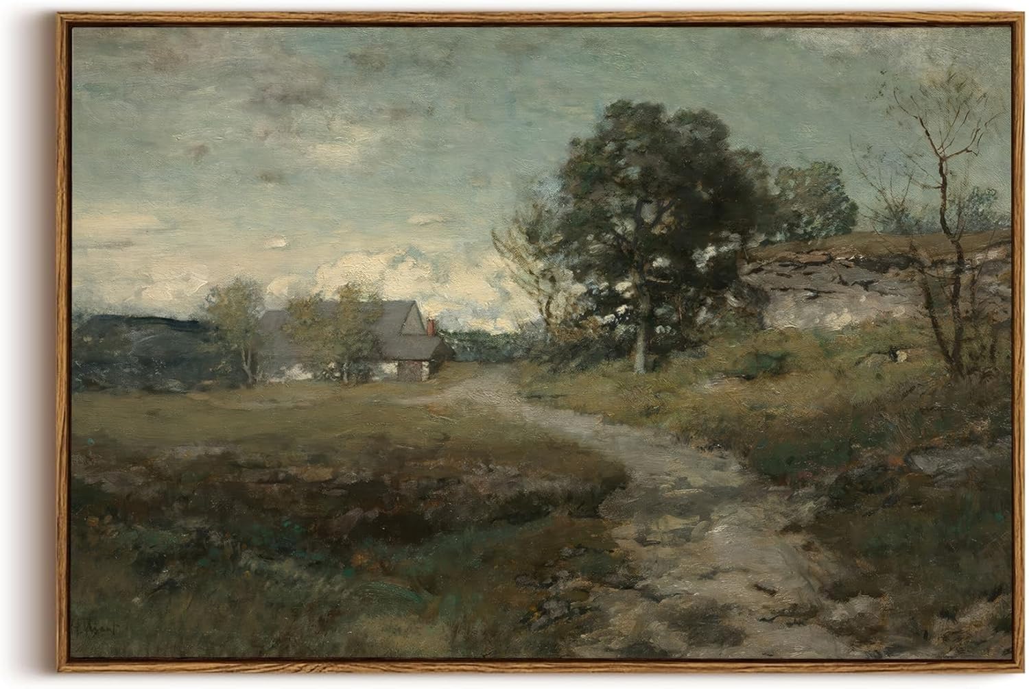 Framed Canvas Wall Art,Vintage Decor,Landscape Nature Country Wildflower Paintings Farmhouse Pictures Modern Artwork Rustic Fall Flower Prints Cottagecore Office Living Room Bedroom Bathroom