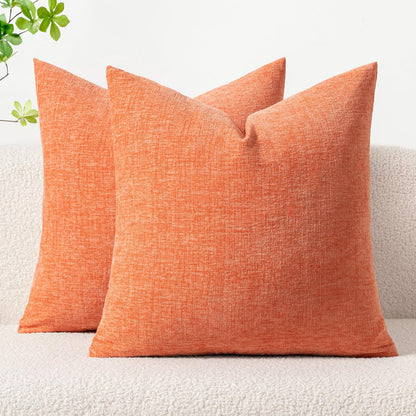 MIULEE Pack of 2 Couch Throw Pillow Covers 18x18 Inch Spring Soft Sage Green Chenille Pillow Covers for Sofa Living Room Solid Dyed Pillow Cases