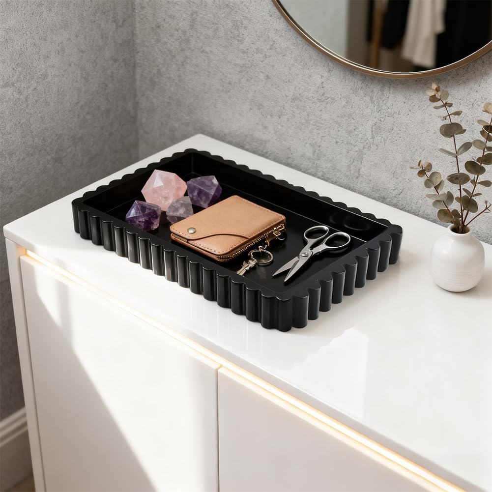 Decorative Tray for Coffee Table Decor,14'' Coffee Table Tray with 50 Oil-Proof Paper,Ottoman Trays Tables Centerpieces,Home Modern Serving Trays for Hotel Meals Desserts